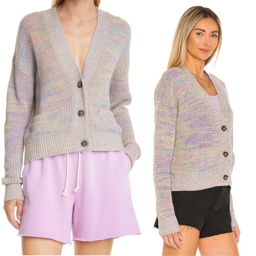 Re/Done Oversized Crop Cardigan in Rainbow